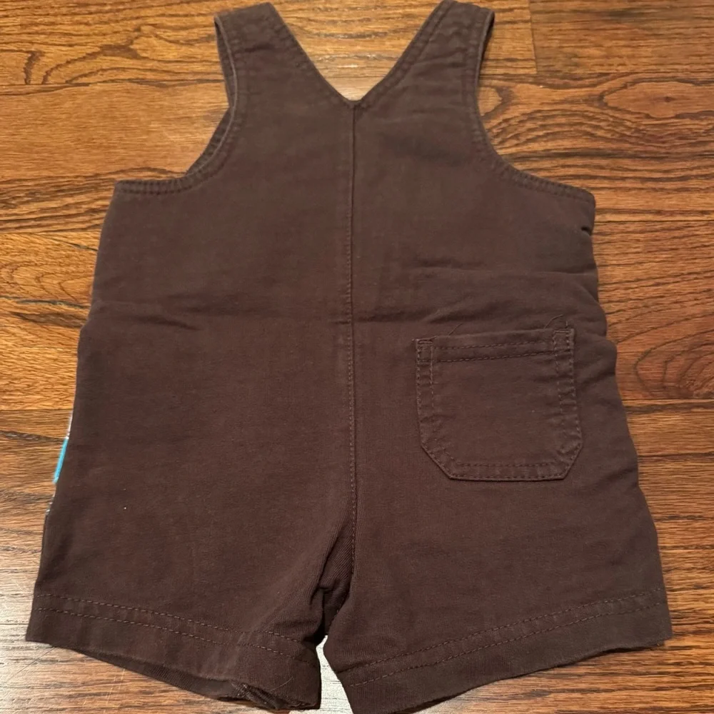 Carter’s- Brown Overalls with Blue Surf Van design size 3M